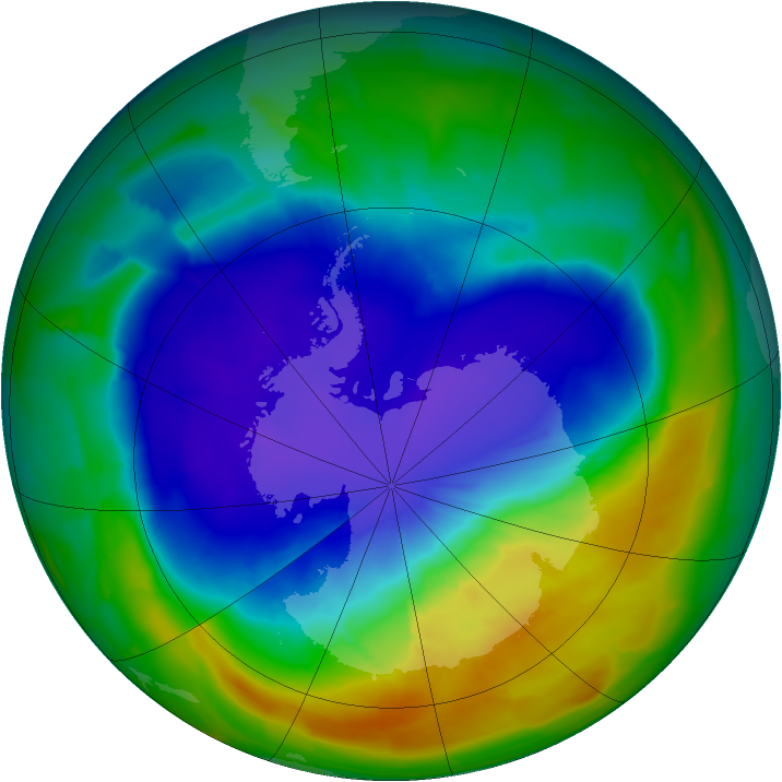 Antarctic ozone map for 04 October 2013